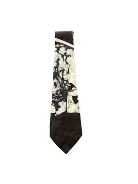Vintage Handmade Dimoda Necktie Abstract Bunny Fans Black White Mens Tie Korea